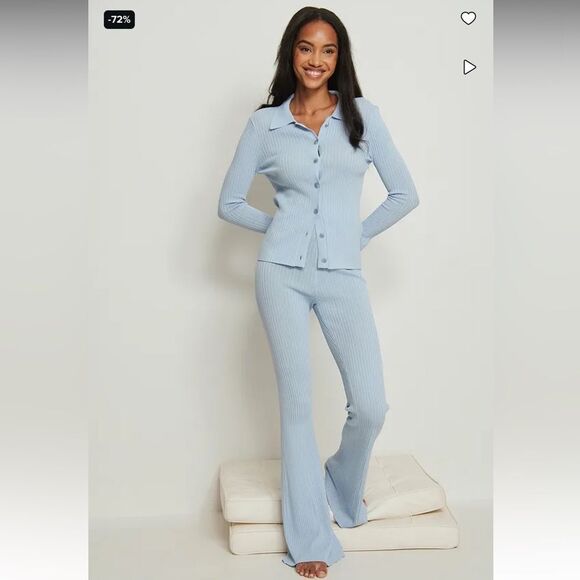 Blue Ribbed Knitted Set - Picture 2 of 5